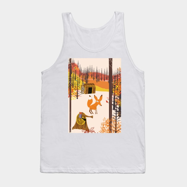 Cartoon Fox in the woodland Tank Top by nickemporium1